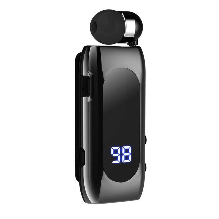 Fone de ouvido compatível com Bluetooth, cabo retrátil de lapela V5.2, fone de ouvido esportivo único intra-auricular inteligente com visor digital de LED - Image 5