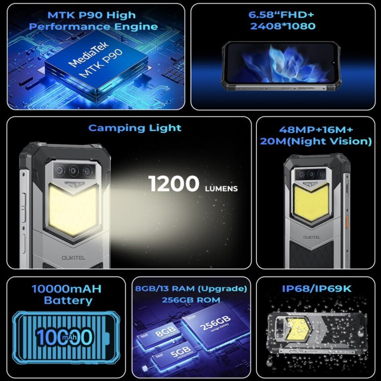 celular indestrutível Oukitel WP26 Rugged Cell Phone 10000mAh, 8GB, 256GB, Smartphone 48MP+20MP Night Camera, Mobile Phone, MTK P90 - Image 7