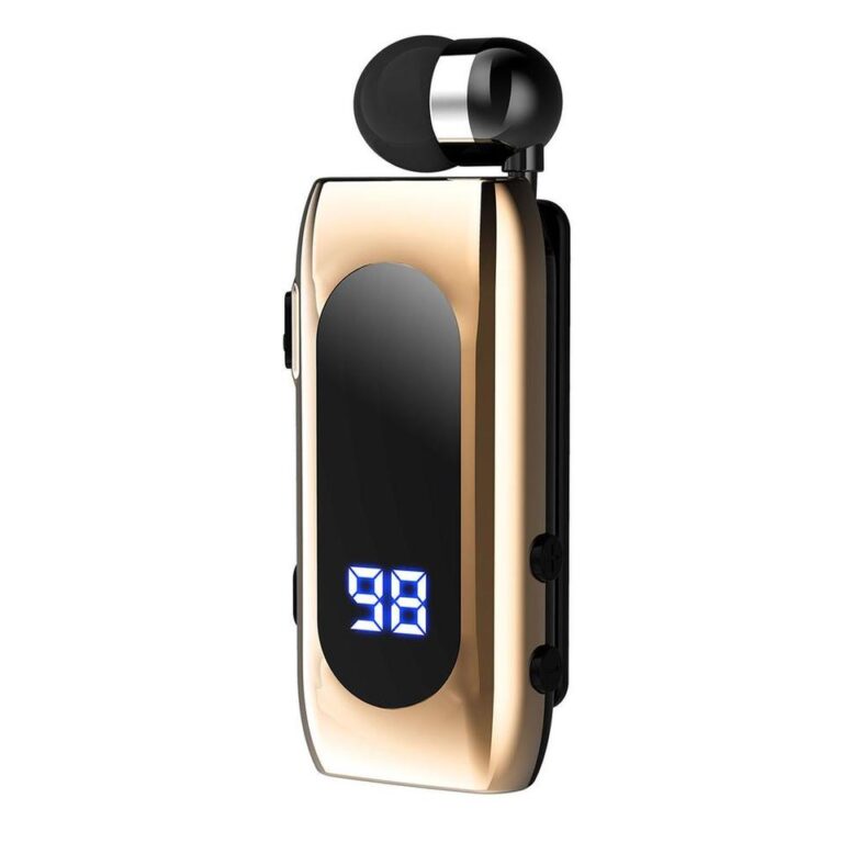 Fone de ouvido compatível com Bluetooth, cabo retrátil de lapela V5.2, fone de ouvido esportivo único intra-auricular inteligente com visor digital de LED - Image 2