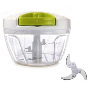 Mini processador triturador de alimentos manual 400ml com 3 lâminas curvas-prático