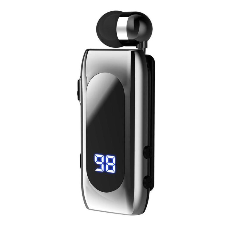 Fone de ouvido compatível com Bluetooth, cabo retrátil de lapela V5.2, fone de ouvido esportivo único intra-auricular inteligente com visor digital de LED - Image 8