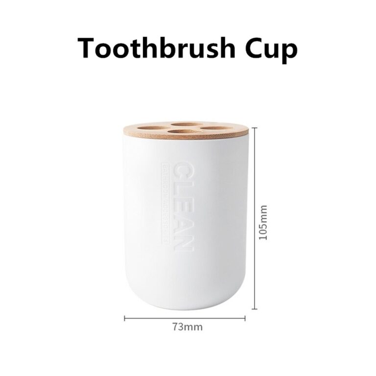 Bamboo Soap Dispenser Toothbrush Holder Bathroom Accessories Set Modern Household Bath Room Supply Shower Gel Dish Soap Rack Cup - Image 5