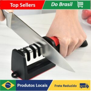 Afiador profissional de facas de aço inoxidável com 3 afiadores profissionais 21,5*5,8*5,1 cm