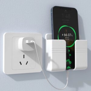 Suporte para celular de parede Plugue Suporte para carregamento de telefone Suporte para caixa de armazenamento com controle remoto Suportes organizadores montados sem perfurações