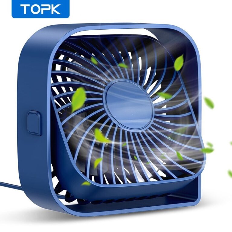 Ventilador de mesa TOPK USB Forte fluxo de ar e operação silenciosa Vento de 3 velocidades Mini ventilador de mesa Cabeça giratória em 360° para mesa de escritório em casa - Image 3