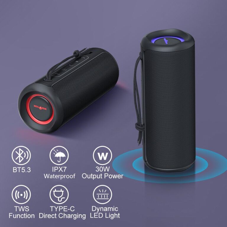 WISETIGER Alto-falante Bluetooth portátil 30 W IPX7 à prova d'água Caixa de som poderosa Reforço de graves Emparelhamento duplo Estéreo sem fio verdadeiro Externo - Image 9