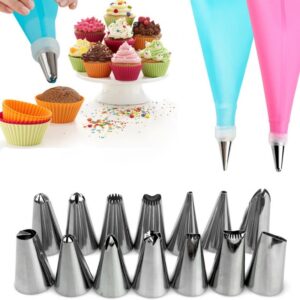 Conjunto de bolsas de confeiteiro de silicone 24 peças com bico para decoração, kit de confeiteiro, bolsa de confeitaria para bolo