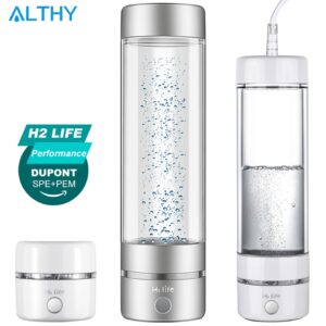 Garrafa geradora de água de hidrogênio de alto desempenho H2Life DuPont SPE+PEM Fabricante de câmara dupla Copo lonizador + dispositivo de inalação H2