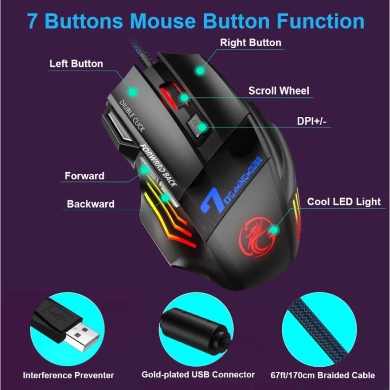 Mouse Gamer Laser X7 3200dpi Original KAPBOM  Led Usb 7 Botões Profissional KA-617 - Image 2