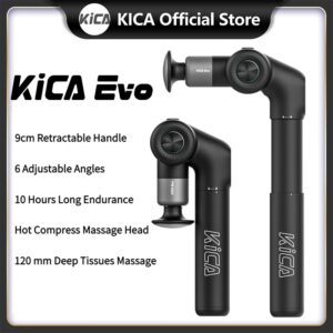 massageadorKICA Evo Heating Dobrável Pistola de Massagem Muscular Massageador Profissional para Corpo, Costas e Pescoço, Alívio da Dor com Haste de Extensão Retrátil de 9cm