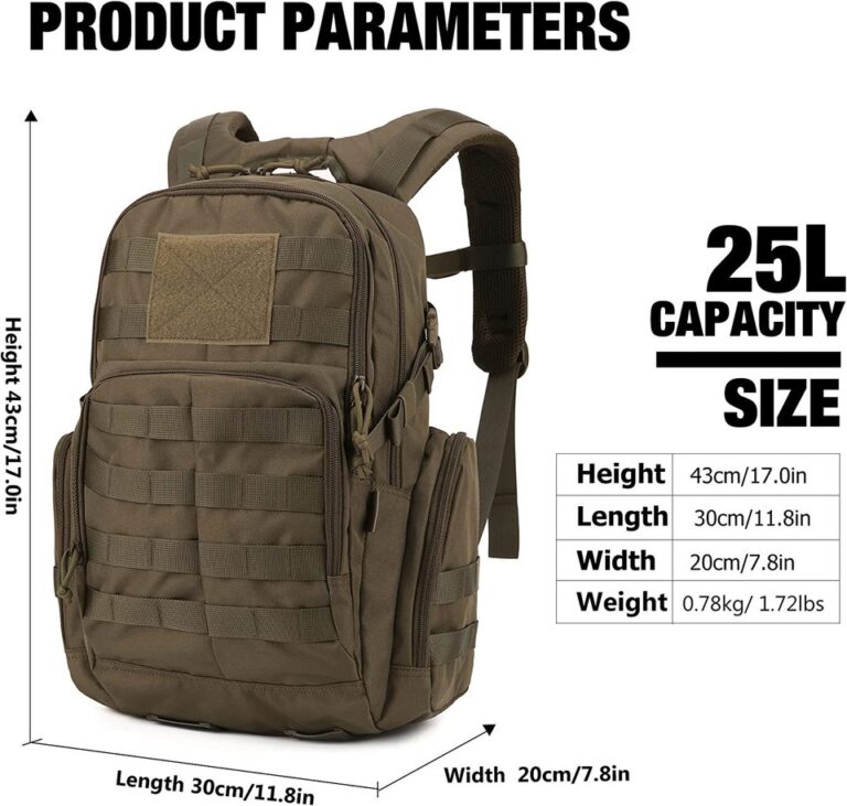 Mardingtop 25L Tático 600D Poliéster Mochila Militar Caminhada Pequena com Zíperes YKK e Molle para Aventura ao Ar Livre - Image 3