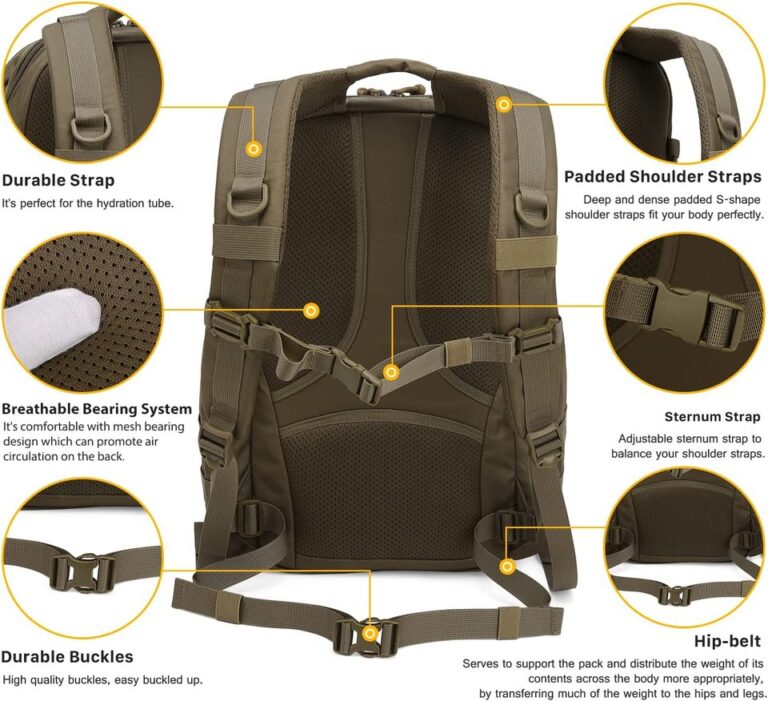 Mardingtop 25L Tático 600D Poliéster Mochila Militar Caminhada Pequena com Zíperes YKK e Molle para Aventura ao Ar Livre - Image 8