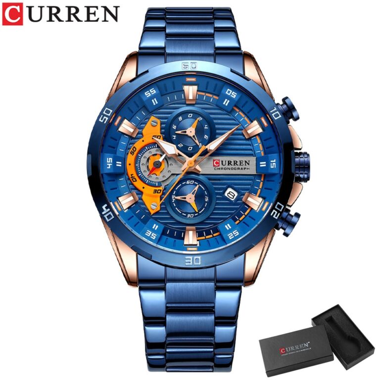 Relógios de aço inoxidável CURREN para homens criativos, mostrador luminoso com cronógrafo, relógios de pulso casuais masculinos - Image 3