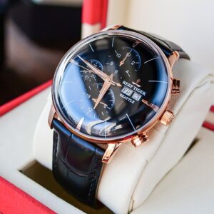 Reef Tiger/RT Luxury Dress Watch Masculino Multifuncional Rosa Dourado Marrom Pulseira de Couro Relógio Automático Date Day RGA1699