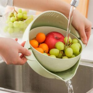 2 em 1 Cesta de Lavagem de Frutas Legumes Coador Portátil de Silicone Escorredor Com Alça Utensílios de Cozinha