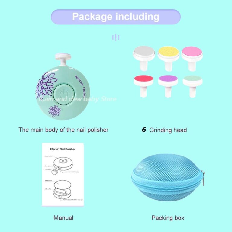 Aparador elétrico de unhas para bebês, polidor de unhas infantil, ferramenta de manicure infantil, tesoura, kit de higiene para bebês, cortador de unhas para recém-nascidos - Image 15