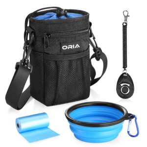 Saco de transporte para cães de estimação ao ar livre ORIA Bolsa de treinamento para cães Saco de cintura para fora com alça ajustável Tigela para cães Sacos de armazenamento à prova d'água