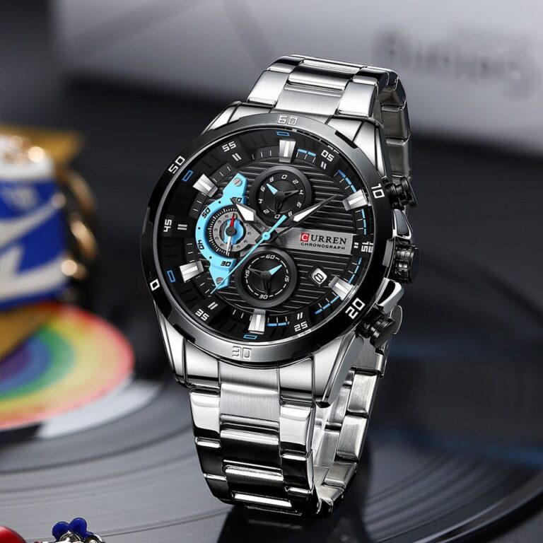 Relógios de aço inoxidável CURREN para homens criativos, mostrador luminoso com cronógrafo, relógios de pulso casuais masculinos - Image 6