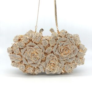 Pedras douradas e prateadas Clutches de cristal femininas Bolsas de noiva para festa de casamento Coquetel Minaudiere Bolsa Bolsa