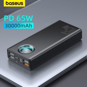 Baseus 65W Power Bank 30000mAh PD Carregamento Rápido FCP SCP Powerbank Carregador Externo Portátil Para Smartphone Laptop Tablet