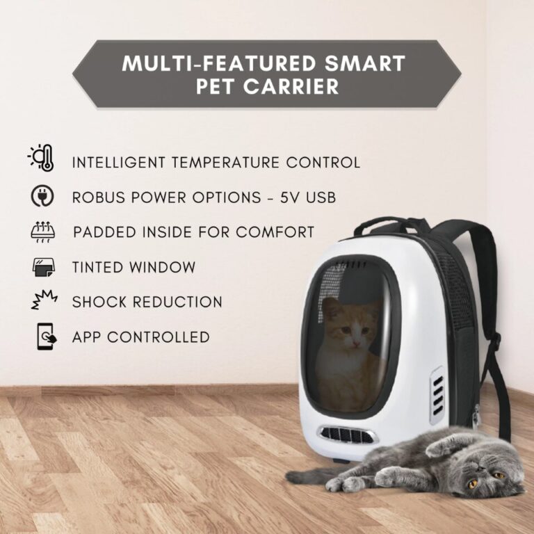 Mochila inteligente para animais de estimação para gatos, cães pequenos e filhotes de até 7.700 quilos, controle de temperatura inteligente, habilitado para aplicativo - Image 5