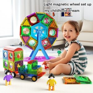 43/55/56PCS Ladrilhos magnéticos de construção Blocos de construção 3D Conjunto de construção Blocos magnéticos de execução em mármore para brinquedos infantis de aprendizagem precoce