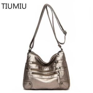 2021 Nova Bolsa Feminina de Couro PU Macio Moda Retrô Bolsa de Ombro de Viagem Grande Capacidade Bolsa Mensageiro Designer de Marca