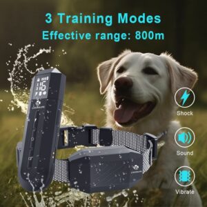 Coleira de choque recarregável para cães Coleira de treinamento recarregável com controle remoto 2600FT coleira inteligente e à prova d'água com 3 modos de treinamento para todas as raças