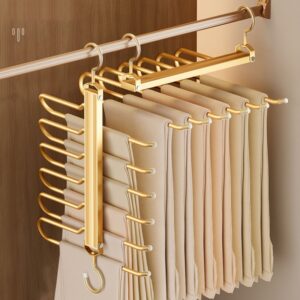 6 em 1 cabides para calças magia multi camada liga de alumínio calças rack armazenamento 360 rotativo dobrável protable pano calças cabides