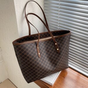 Bolsa de ombro feminina de couro PU de grande capacidade para deslocamento e uso casual, bolsa versátil