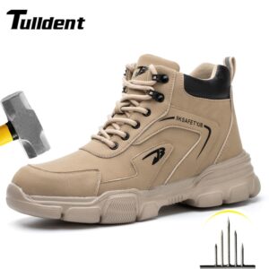 Sapatos de Segurança no Trabalho Homens Botas de Segurança Anti-quebra Anti-esfaqueamento Tênis Sapatos Biqueira de Aço Bota Masculina de Trabalho Indestrutível