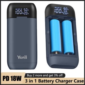 18650 Estojo Carregador de Bateria DIY Power Bank Box Portátil QC3.0 PD 18W Estojo de Carregamento Rápido para 18650 21700 20700 Baterias de Lítio