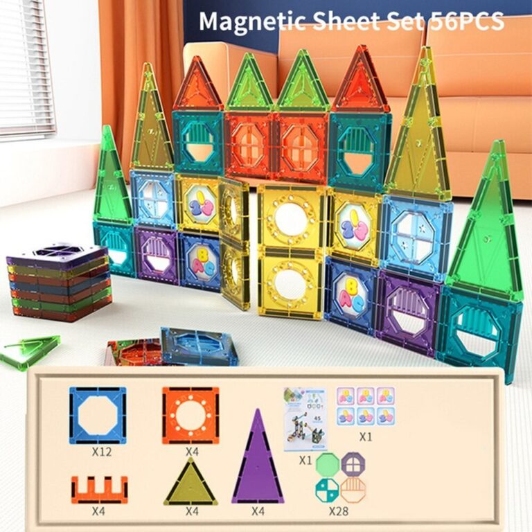 43/55/56PCS Ladrilhos magnéticos de construção Blocos de construção 3D Conjunto de construção Blocos magnéticos de execução em mármore para brinquedos infantis de aprendizagem precoce - Image 8