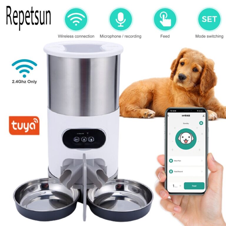 Alimentador inteligente para animais de estimação para cães e gatos Dispensador automático Tigela de aço inoxidável para cães e gatos com tempo de gravação Alimentação - Image 7