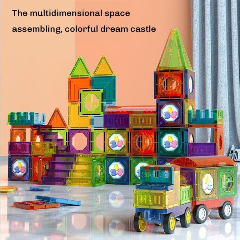 43/55/56PCS Ladrilhos magnéticos de construção Blocos de construção 3D Conjunto de construção Blocos magnéticos de execução em mármore para brinquedos infantis de aprendizagem precoce - Image 9
