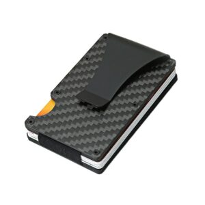 Carteira masculina DIENQI porta-cartões de fibra de carbono mini alumínio metal RFID Magic