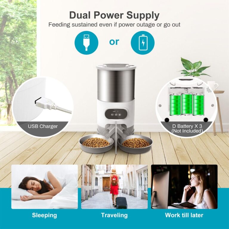 Alimentador inteligente para animais de estimação para cães e gatos Dispensador automático Tigela de aço inoxidável para cães e gatos com tempo de gravação Alimentação - Image 6