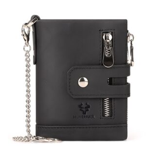 HUMERPAUL Carteira Masculina Bifold com 2 Compartimentos para Notas Couro RFID Bolsa Masculina Titular de Cartão de Dinheiro Bolsa Curta com Zíper Duplo Bolsos para Moedas