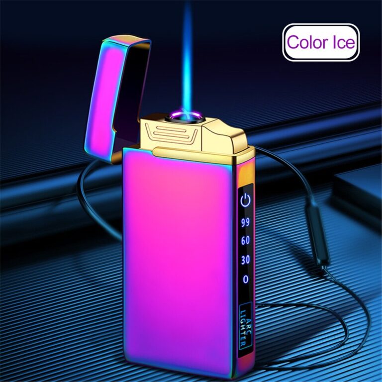 3 em 1 Jato Isqueiro de Metal à Prova de Vento Sem Chamas Isqueiro Elétrico Exibição de Energia Carregamento USB Plasma Gás Butano Isqueiro com Lanterna - Image 11