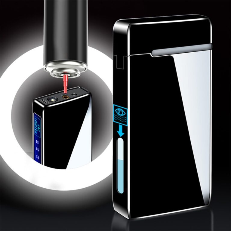 3 em 1 Jato Isqueiro de Metal à Prova de Vento Sem Chamas Isqueiro Elétrico Exibição de Energia Carregamento USB Plasma Gás Butano Isqueiro com Lanterna - Image 10