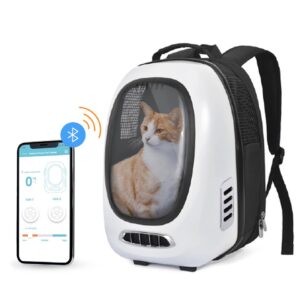 Mochila inteligente para animais de estimação para gatos, cães pequenos e filhotes de até 7.700 quilos, controle de temperatura inteligente, habilitado para aplicativo