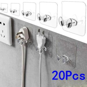 5/10/20 pçs gancho de armazenamento de parede punch-livre tomada de energia titular cozinha stealth gancho adesivo de parede cabide banheiro