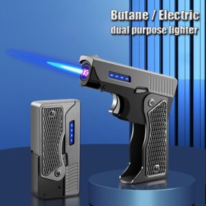 Novo isqueiro elétrico recarregável usb duplo arco plasma isqueiro à prova de vento fogão a gás butano tocha pistola isqueiro acessórios de fumaça
