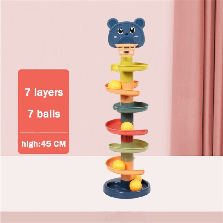 Brinquedos de bebê Rolling Ball Pile Tower Brinquedo educacional precoce para bebês Pista rotativa Brinquedo de empilhamento educacional para bebês para crianças - Image 3
