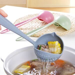 2 em 1 cabo longo colher de sopa coador de cozinha coador de cozinha colher utensílios de mesa de plástico coador utensílios de cozinha
