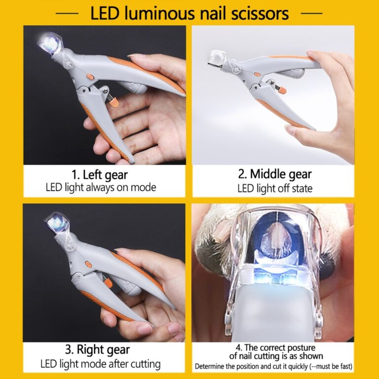 Cortador de unhas profissional para animais de estimação, tesoura, cão, gato, garra, cortador de unhas, tesoura, luz LED, aparador de unhas para animais, suprimentos para animais de estimação - Image 6