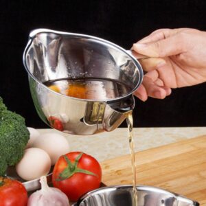 304 Aço Inoxidável Gravy Oil Sopa Separador de Gordura Lubrificador Filtro Coador Tigela Utensílios de Cozinha