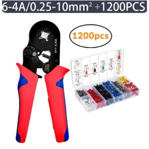 Kit de ferramentas de crimpagem Vedo 0,25-10 mm² Kit de ferramentas de crimpagem de fio de catraca auto-ajustável Conjunto de alicate de crimpagem com 1200 terminais de fio