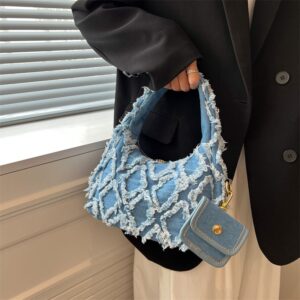 Bolsas de ombro de tecido de caubói macio para mulheres 2022 verão senhora bolsas e carteiras femininas de luxo na moda para compras bolsas de viagem