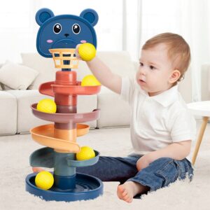 Brinquedos de bebê Rolling Ball Pile Tower Brinquedo educacional precoce para bebês Pista rotativa Brinquedo de empilhamento educacional para bebês para crianças